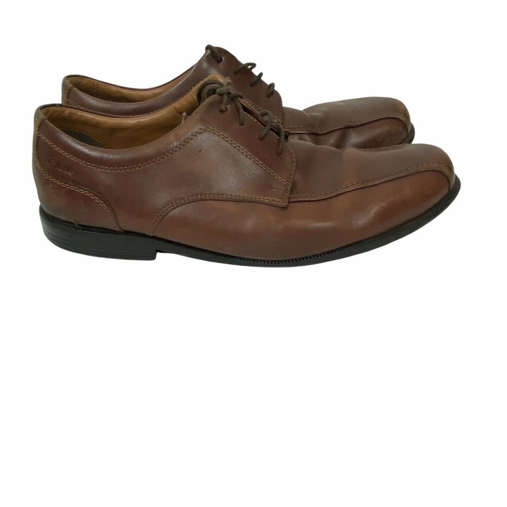 Clarks Men's 14885 Brown Leather Round Toe Lace Up Casual Oxford Shoes size 10 M